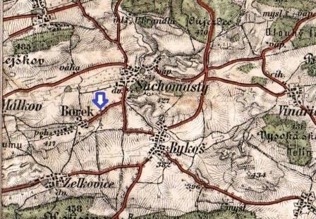 3 Stará mapa po dědovi z r. 1928