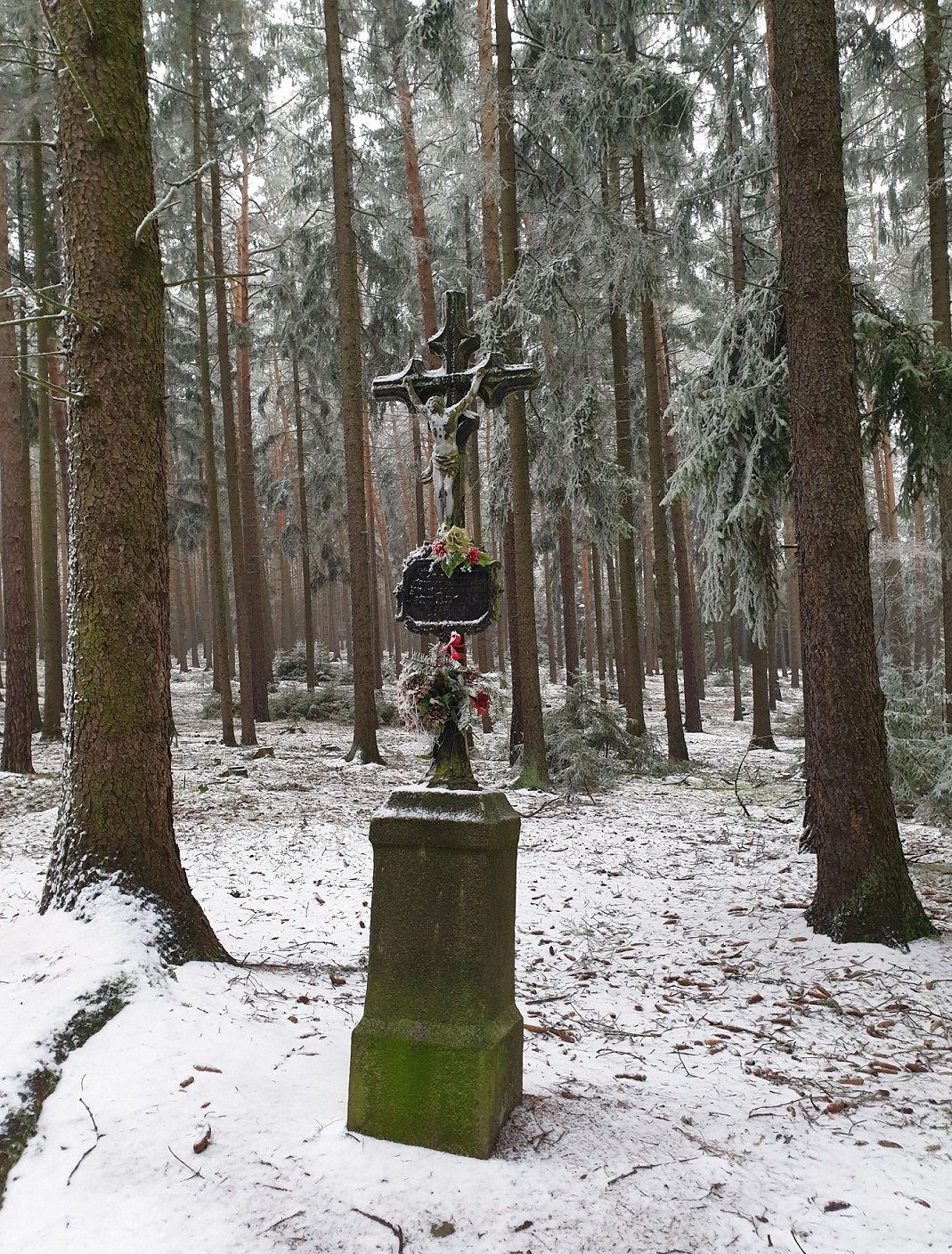Kříž 7.2.2021 před tím než byl povalen, foto Jakub Lepš